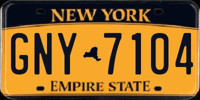 NY license plate GNY7104