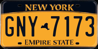 NY license plate GNY7173