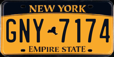 NY license plate GNY7174