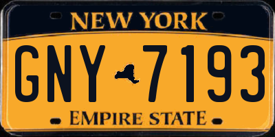 NY license plate GNY7193