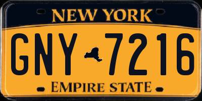 NY license plate GNY7216