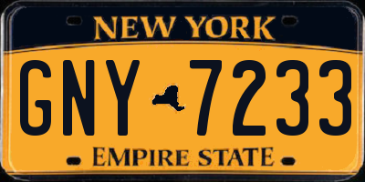 NY license plate GNY7233