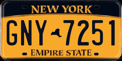 NY license plate GNY7251