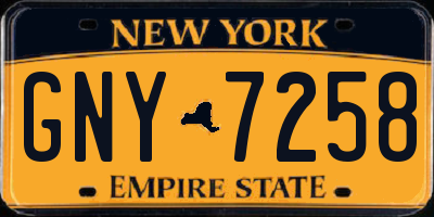 NY license plate GNY7258