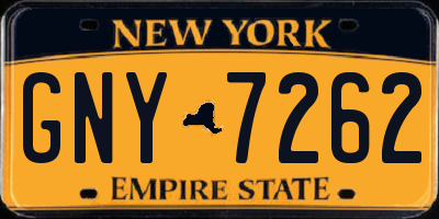 NY license plate GNY7262