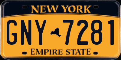 NY license plate GNY7281