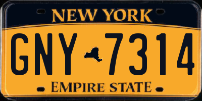 NY license plate GNY7314