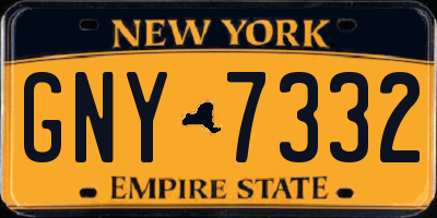 NY license plate GNY7332