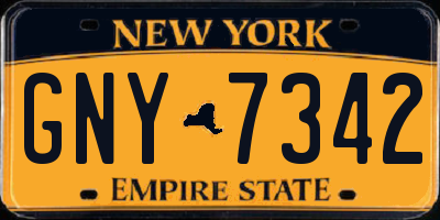 NY license plate GNY7342