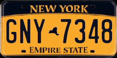 NY license plate GNY7348