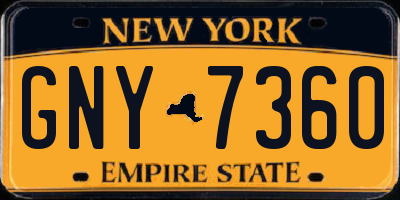 NY license plate GNY7360