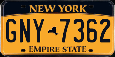 NY license plate GNY7362