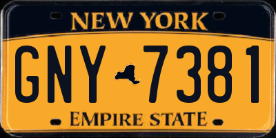 NY license plate GNY7381
