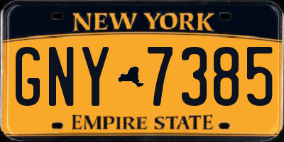 NY license plate GNY7385