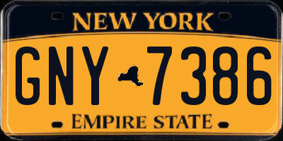 NY license plate GNY7386
