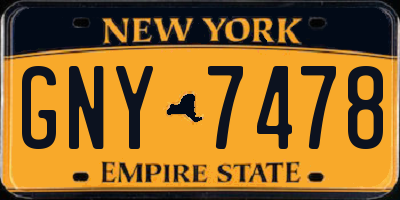 NY license plate GNY7478
