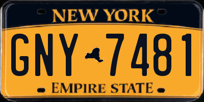 NY license plate GNY7481