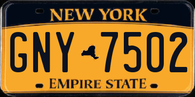 NY license plate GNY7502