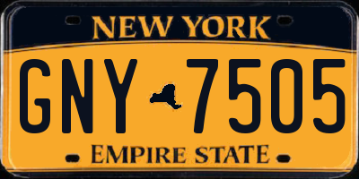 NY license plate GNY7505