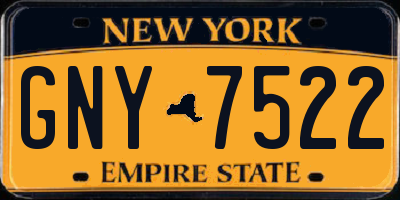 NY license plate GNY7522