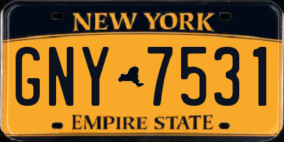 NY license plate GNY7531