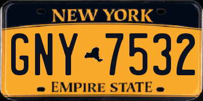 NY license plate GNY7532
