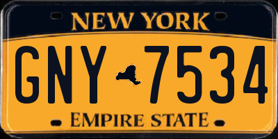 NY license plate GNY7534