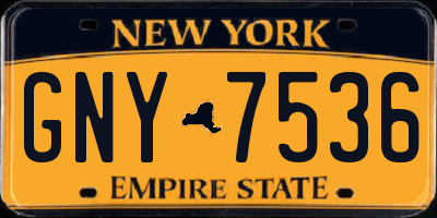 NY license plate GNY7536