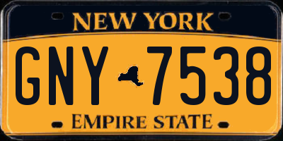 NY license plate GNY7538