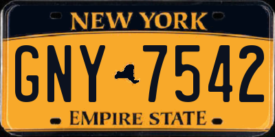 NY license plate GNY7542