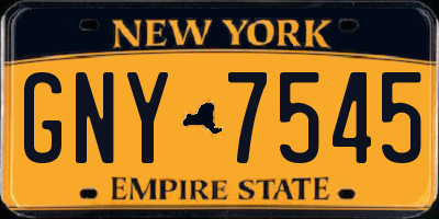 NY license plate GNY7545