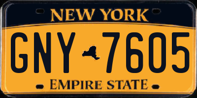 NY license plate GNY7605