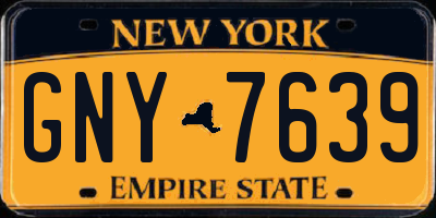 NY license plate GNY7639