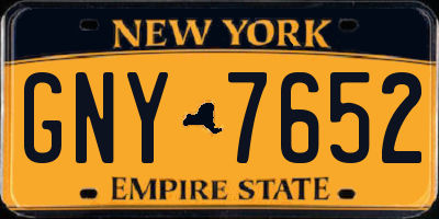 NY license plate GNY7652