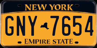 NY license plate GNY7654