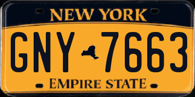 NY license plate GNY7663