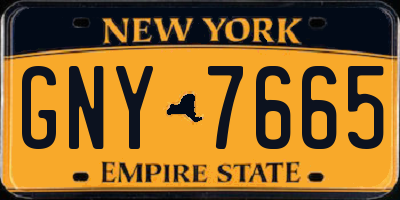 NY license plate GNY7665