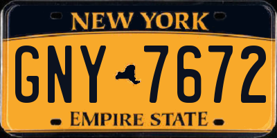 NY license plate GNY7672