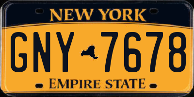 NY license plate GNY7678