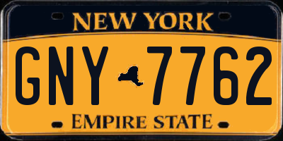 NY license plate GNY7762