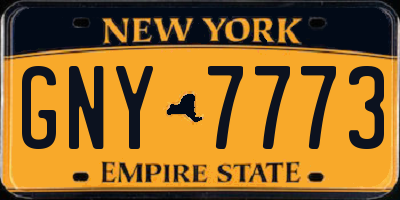 NY license plate GNY7773