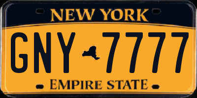 NY license plate GNY7777