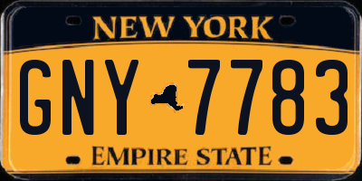 NY license plate GNY7783