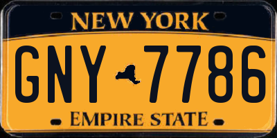 NY license plate GNY7786