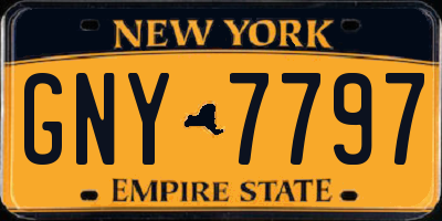 NY license plate GNY7797