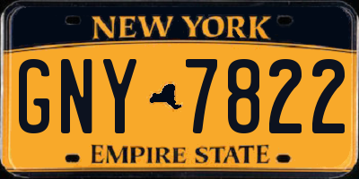 NY license plate GNY7822