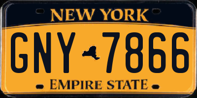 NY license plate GNY7866
