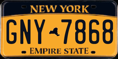 NY license plate GNY7868