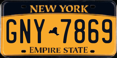 NY license plate GNY7869