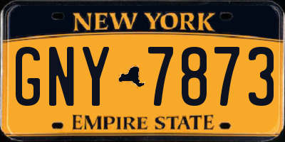 NY license plate GNY7873
